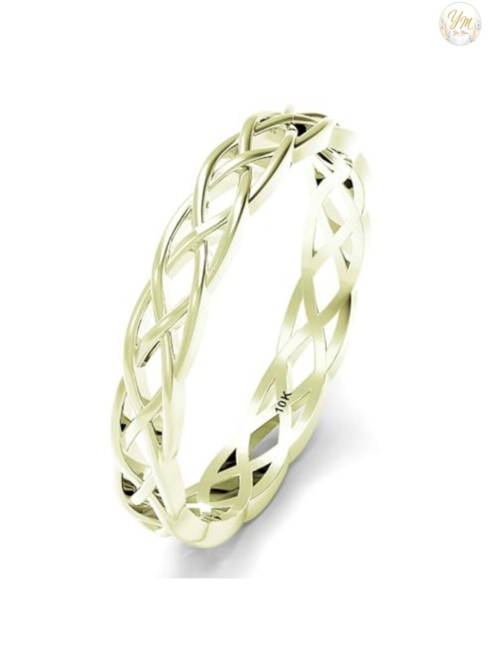 10K White Gold 3MM Eternity Celtic Knot Stackable Wedding Band Ring